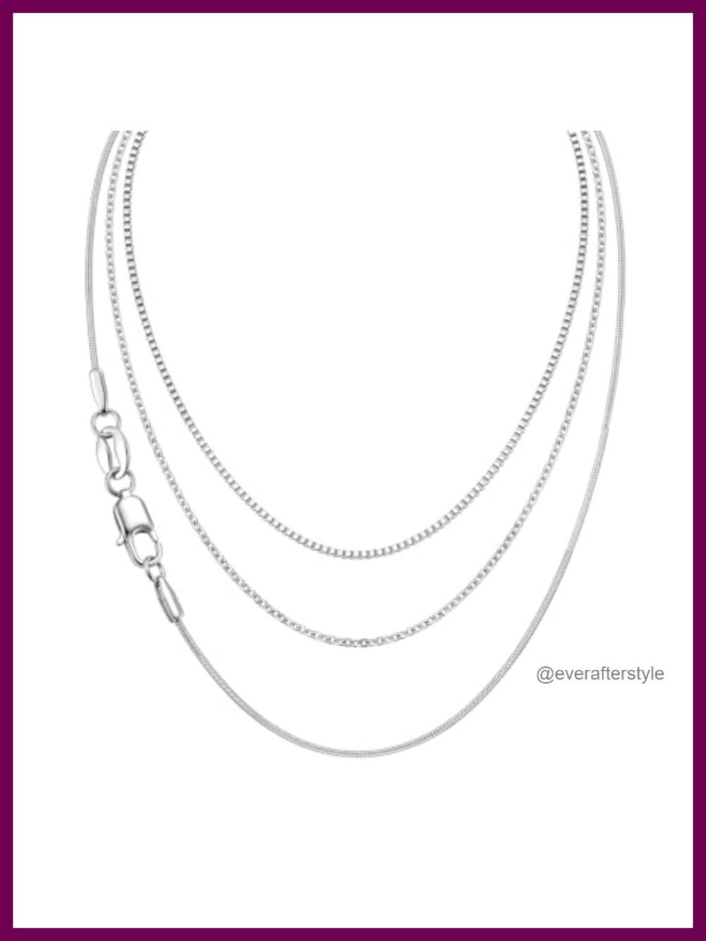 Stainless Steel Chain Necklace Set 3Pcs - Dainty Thin Chains for Layering